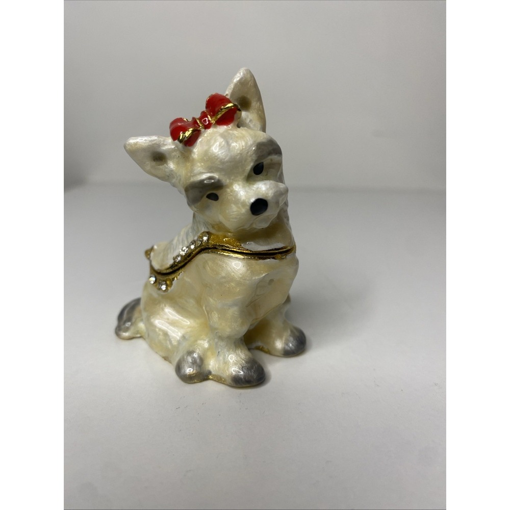 West Highland Terrier Dog Jeweled Trinket Box Cloisonné Enameled‎